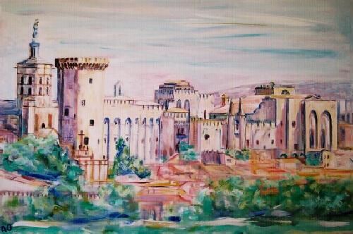 Palais des Papes d'Avignon - Aquarelle contemporaine - Bougie parfumée