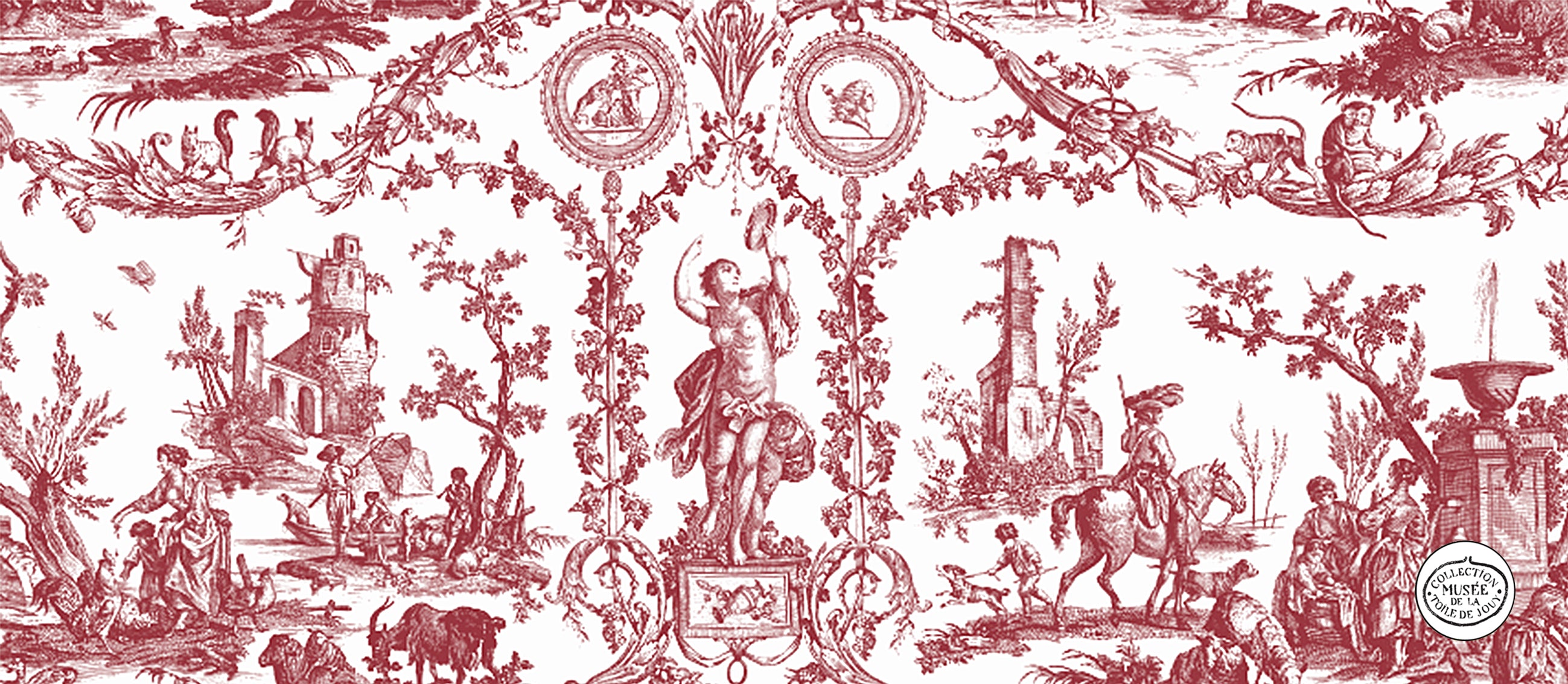Toile de Jouy - Granato bianco Liberty americano 1783