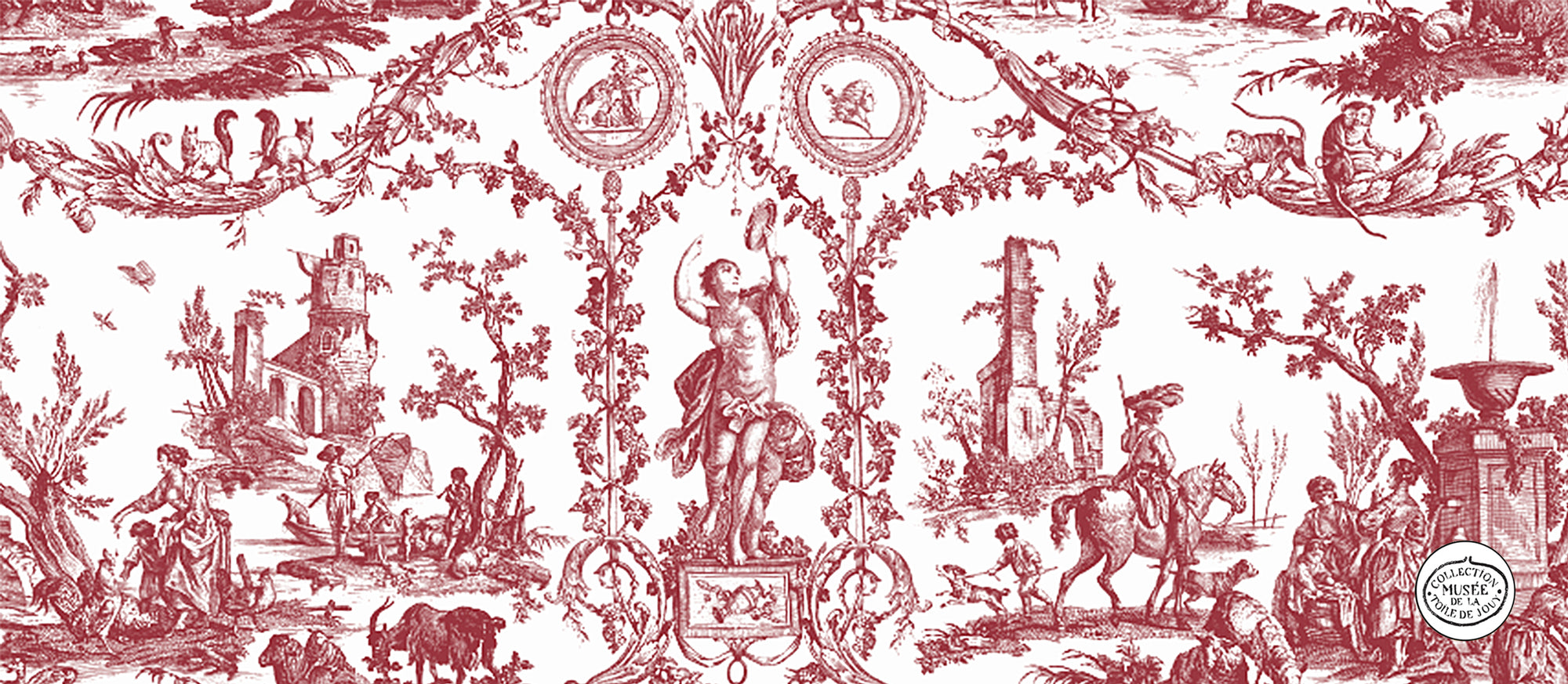 Toile de Jouy - Liberté Américaine Garnet Blanc 1783