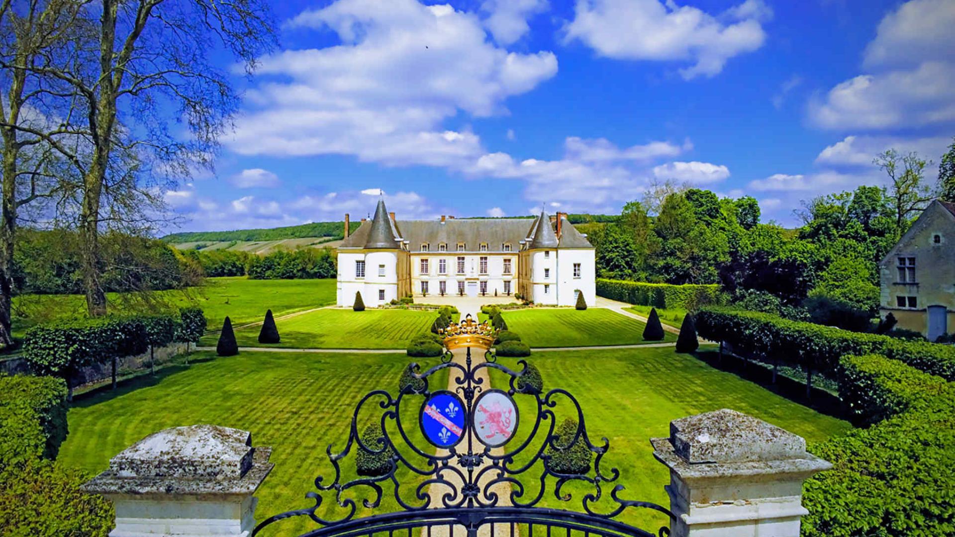 Château de Condé - Vases à l'antique au bouquet de fleurs