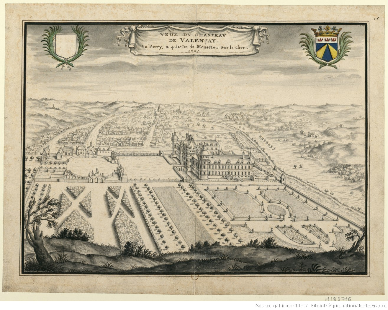 Château de Valençay - Gravure Gaignières (1642-1715)