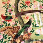 Compagnie des Indes: Toile Peinte aux oiseaux du  XVIII siècle. Oiseaux dans la jungle